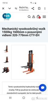 Ruční vysokozdvižný vozík