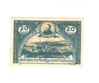 nouzová bankovka 20 Heller z Putzleinsdorf 1920