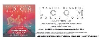 4x vstupenky na koncert Imagine Dragons, středa 11.6.