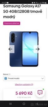 Samsung Galaxy A17 5G 4GB/128GB tmavě modrý NOVÝ