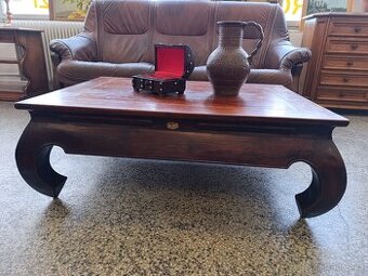 Koloniální konferenční stolek, stůl, masív