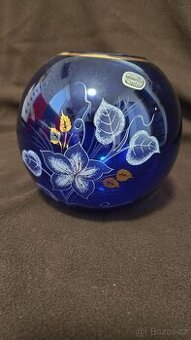 Kulatá modrá váza Bohemia