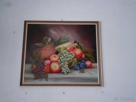 Keramika , růžový porcelán,  sošky psů, obrazy