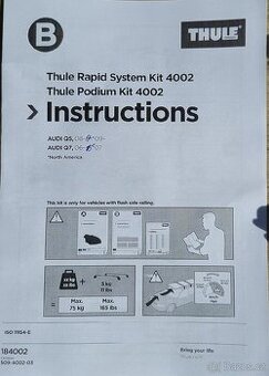 Kit Thule 4002 a 7005 - Audi Q5 08-17, Q7 06-15, 15-