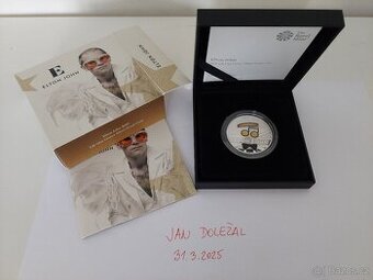 Elton John stříbrná mince 1 oz proof kolorovaná