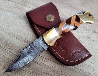 kapesní Damaškový nůž CLASSIC 16,5cm s koženým pouzdrem, ruč
