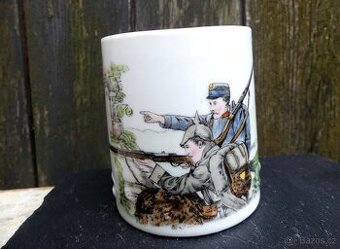 Vojáci...starožitný hrnek, Schlagenwald - Slavkov