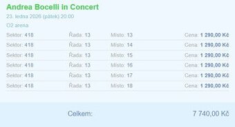 Andrea Bocelli in Concert 23. ledna 2026 (pátek) 20:00