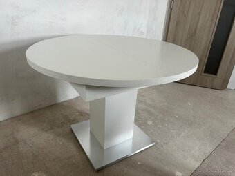 Kulatý rozkládací jídelní stůl – bílý, průměr 104 cm