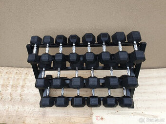 jednoručky činky - HEXA - sada 375kg + STOJAN