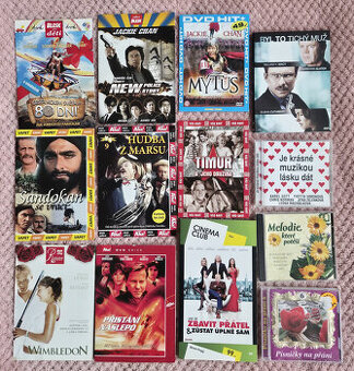 DVD filmy CD hudba mix 13ks