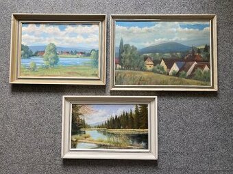 obraz starý obraz olejomalba Janeček krajinka obraz Šumava