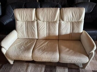 Kožená krémová pohovka,6047