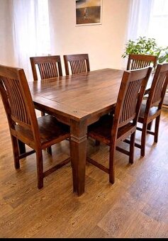 Jídelní stůl a 6 x židle - masiv