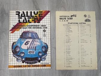 Rallye Tatry Historic cars 1987 program a štartovná listina