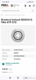 Brzdový kotouč BOSCH 0 986 479 372. Nove 2ks