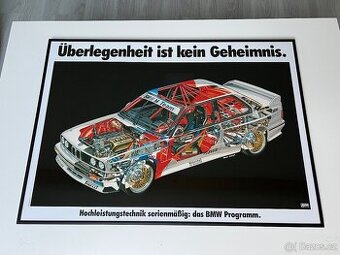 ORIGINÁL BMW plakát v rámu A1 BMW E30 M3 KONSTRUKČNÍ ŘEŠENÍ
