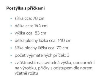 Dětská postýlka + matrace.