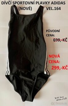 NOVÉ DÍVČÍ SPORTOVNÍ PLAVKY ADIDAS VEL.164