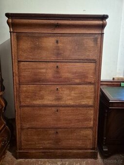 Starožitná dubová prádelníková komoda skříň / chiffoniere