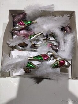 Vánoční ozdoby retro ptáčci - pravé peří