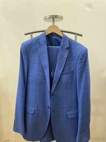 Modrý kostkovaný oblek - 1