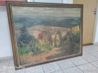 VELKÝ OBRAZ OLEJ NA PLÁTNĚ-FRANTISEK THER-SEJCKÁ LHOTA 1950 - 1