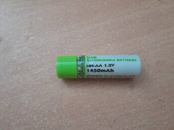 1 KS NABÍJECÍ BATERIE PŘES USB KONEKTOR 1450mAh NH-AA 1.2V