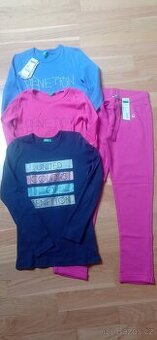 Benetton Nové trička a tepláky vel 140