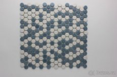Mozaika, glazovaná, kolečka,modrobílý mix, mat ø 19mm