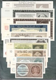 Staré bankovky PROTEKTORÁT KOMPLET SESTAVA pěkný stav