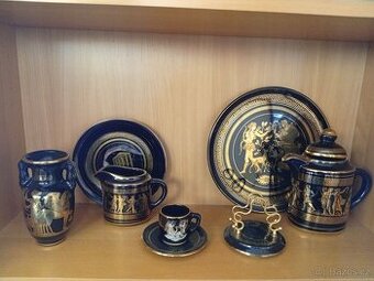 Řecká keramika - ruční práce - 24 k. zlato - 7 ks