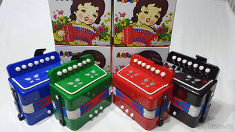 Tahací harmonika dětská/akordeon tlačítkový,různé barvy