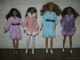 barevné zimní kožešinové kabátky na Barbie