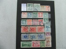 Poštovní známky z 1. republiky razítkované tj. bez lepu.