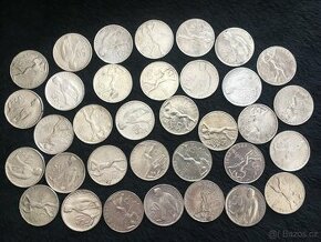 34 kusů stříbrných 50 Kčs, mince Československo ČSSR