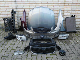 Škoda Superb 2, kapota,maska,nárazník,blatník,světlo.