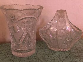 Skleněný koš a váza z broušeného křišťálu - 1