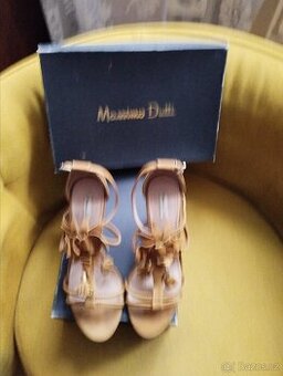 Sandále Massimo Dutti béžové 40 na vysokém podpatku - 1