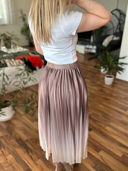Růžová ombré plisovaná sukně, 34/XS, Sinsay