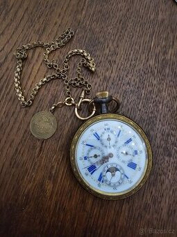 Velké kapesní hodinky s kalendářem a lunarními fazemi