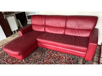 Rohová rozkládací kožená sedačka s úložným prostorem,5276