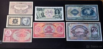 Bankovky První Republika sbírka 7 kusů r.1926-1932
