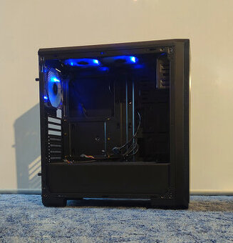 Počítačová skříň, EVOLVEO T3 černá Window Blue, 3x ventil.