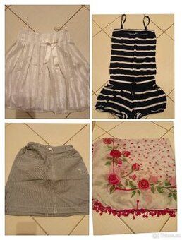 dívčí sukně 134-152 cm., overal pruhovaný, šátek