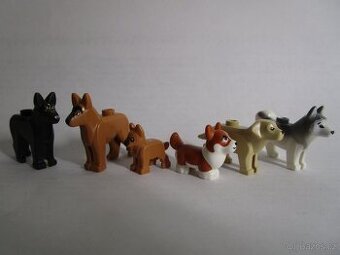 Lego figurky pes vlčák, Husky, labrador, corgi
