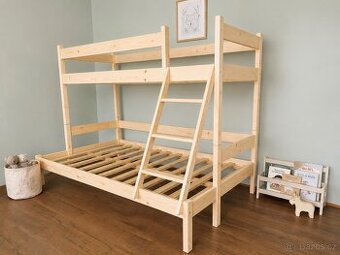 Nová patrová postel BOROVICE ROZŠÍŘENÁ 140x90 + 90x200