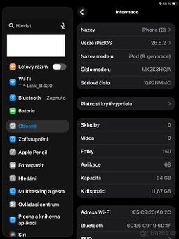 iPad 9. generace 64 GB – výborný stav + originální příslušen