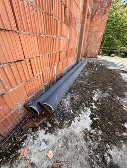 Litinové trubky s hrdlem, 2 ks, silná stěna, propustek