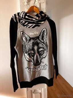 Designová mikina Panmon vel.M s velkou vzorovanou kapucí